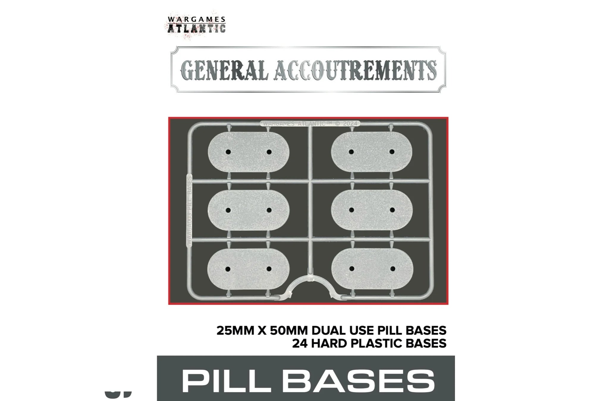 WargamesAtlantic : 25mm x 50mm Pill Dual Use Bases (X24)