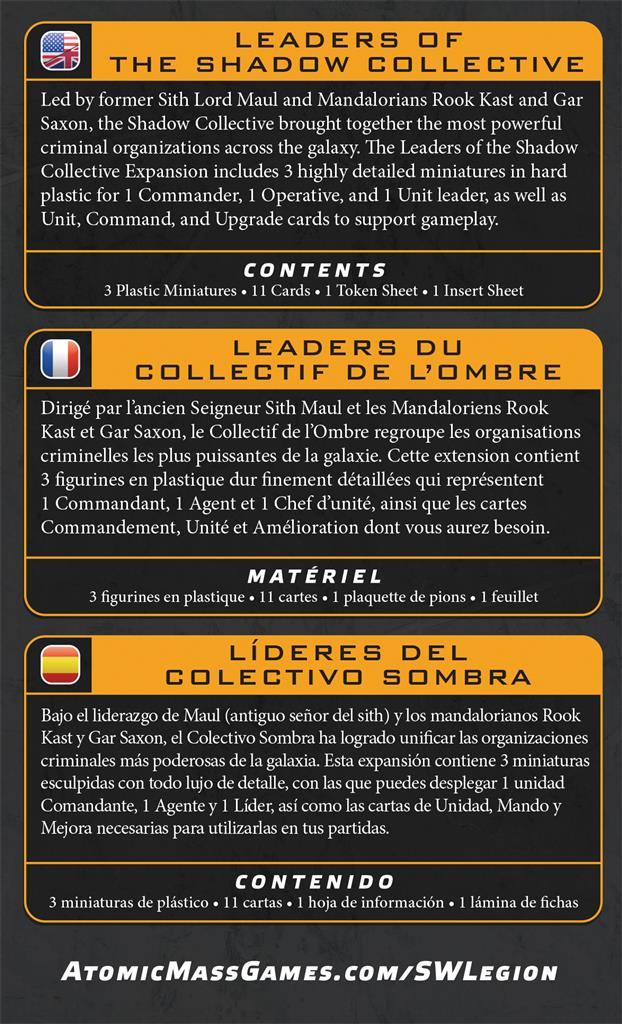 Star Wars Légion : Leaders du Collectif de l'Ombre (Réédition)