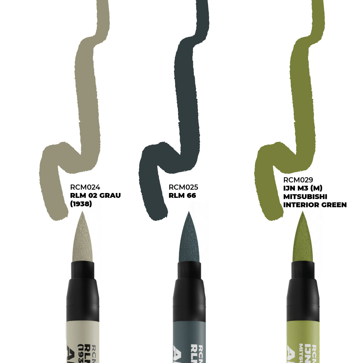 AK.Real.Colors.markers : WWII AXIS AIRCRAFT COCKPIT COLORS - SET 3 REAL COLORS MARKERS