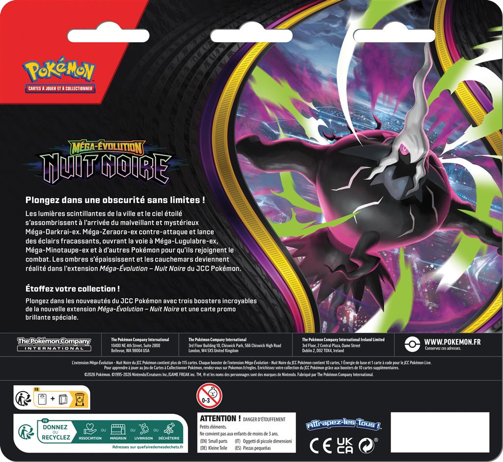 Pokémon ME05 - Nuit noire - Pack 3 boosters en Francais  (Un seul exemplaire par personne et par foyer) (Copie)
