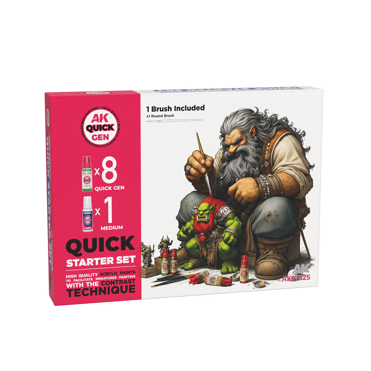 AK - Quick Gen Set - Quick starter set  (8 quick gen + 1 medium +1 brush)