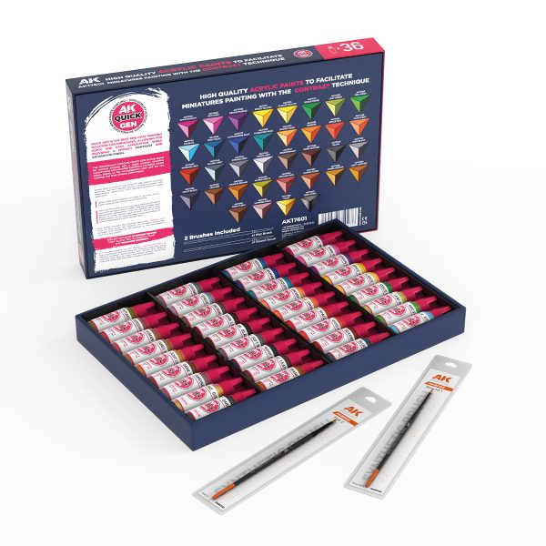 AK - Quick Gen Set - Quick paint set 36 quick gen colors (+2 brushes)