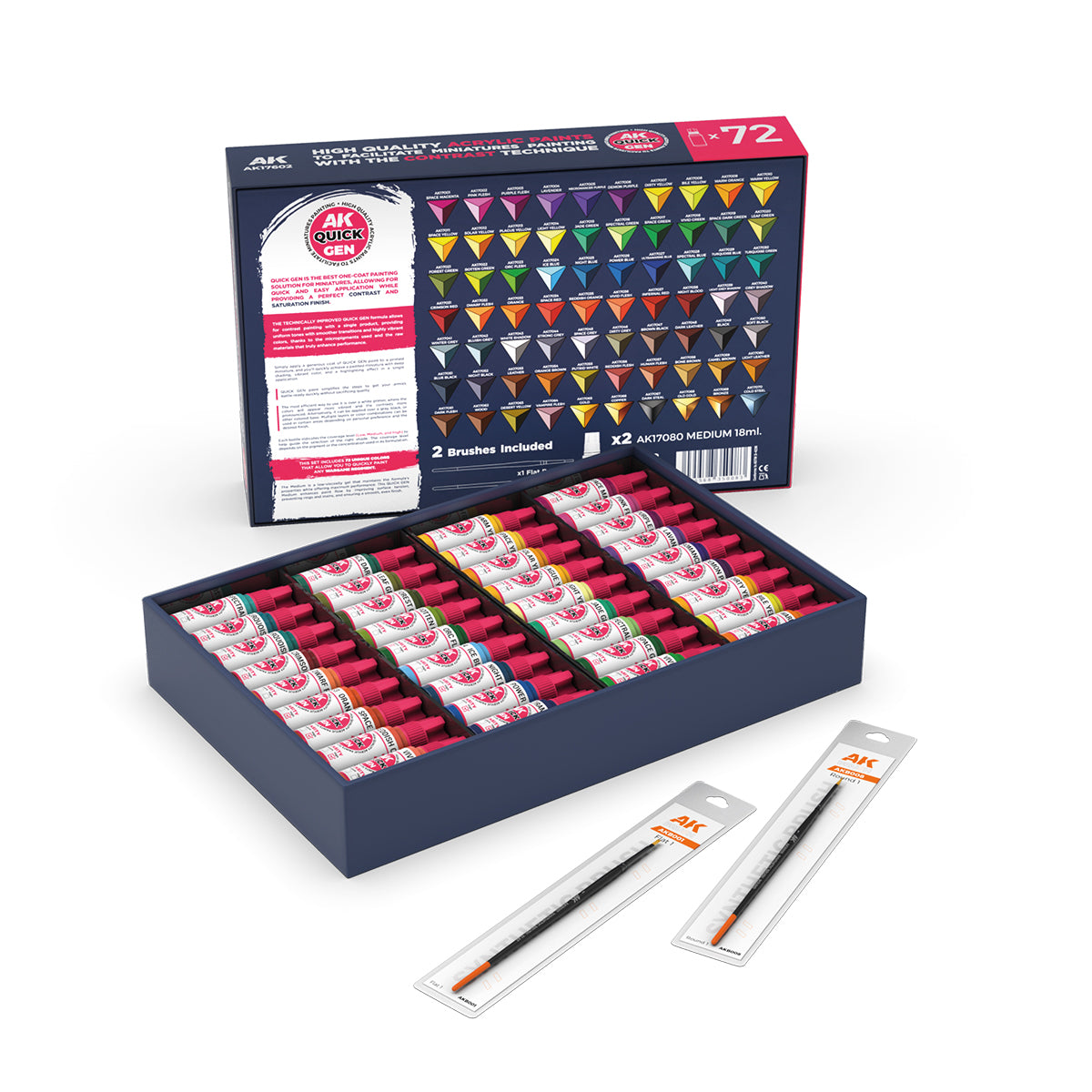 AK - Quick Gen Set - Quick paint set -72 quick gen (+2 medium 18ML +2 free brushes)