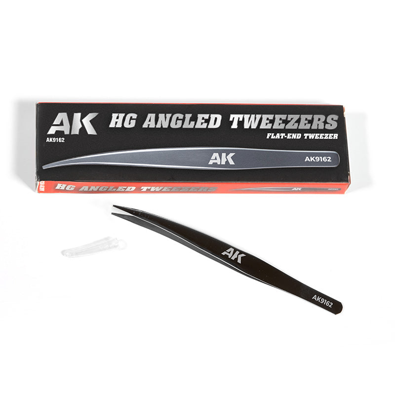 AK Interactive Pince à épiler à extremitée plate (HG ANGLED TWEEZERS 02 (FLAT-END))