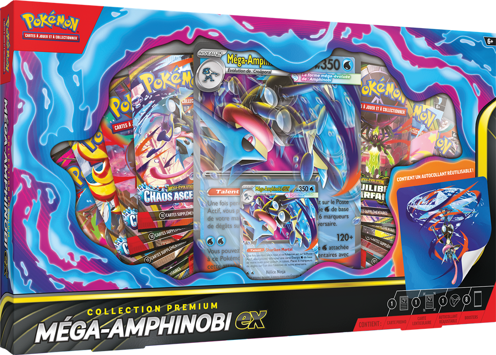 Pokémon : Coffret Premium (8b) Juillet 2026 Méga - Amphinobi ex (LIMITE A 2 EXEMPLAIRES MAXIMUM PAR CLIENT ET PAR FOYER)